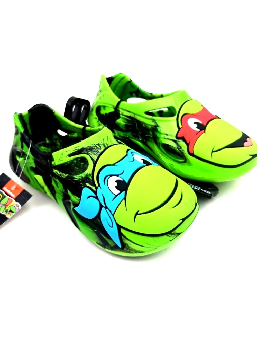 TMNT Sandals Toddlers Size 9/10 Rubber Slip on Green Summer Boys Footwear Shoes